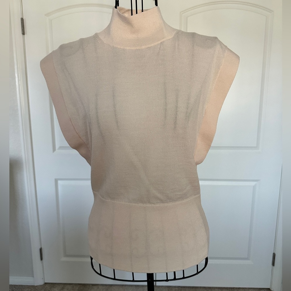 Elegant Blush Sleeveless Turtleneck Top